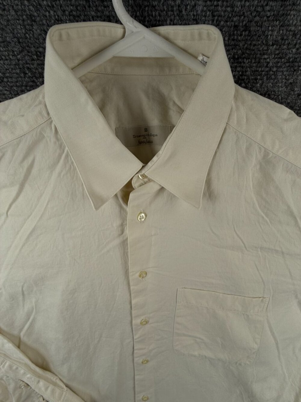 Ermenegildo Zegna Long Sleeve Yellow 16.5 Large Button Up Shirt Men Italy Cotton